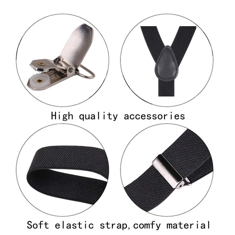 GUCHOL Child Kids Suspenders Bow Tie for Boys and Girls Adjustable Elastic Classic Accessory Sets Age 1 to 13 Year (Black, 26 INCH (1-5 Year) - Image 3
